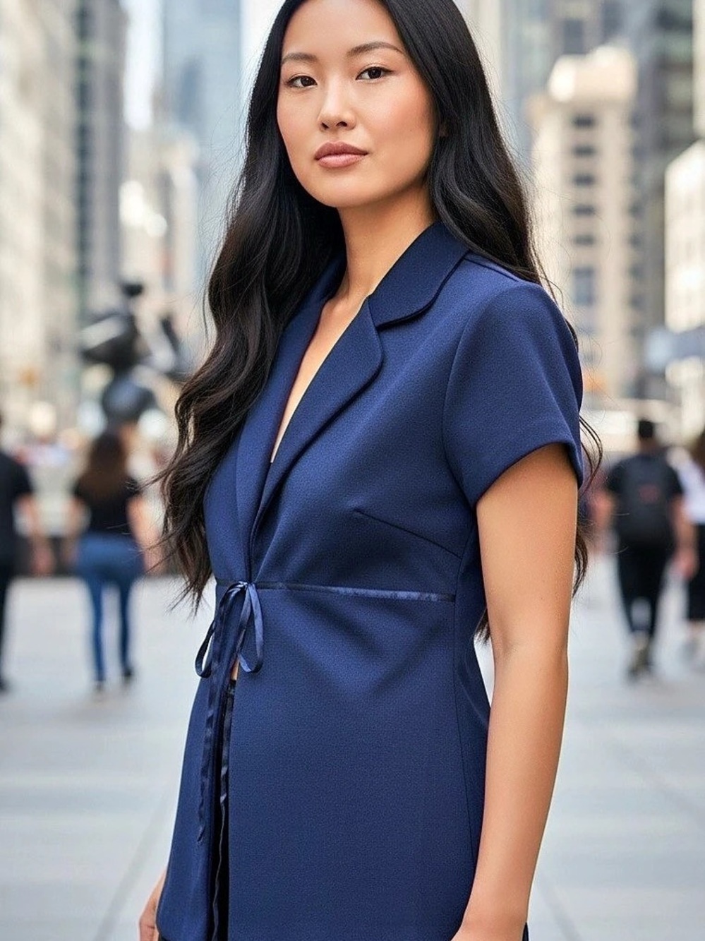 Mary Michelle Women's Blue Tie-Front Blazer Size 3/4
